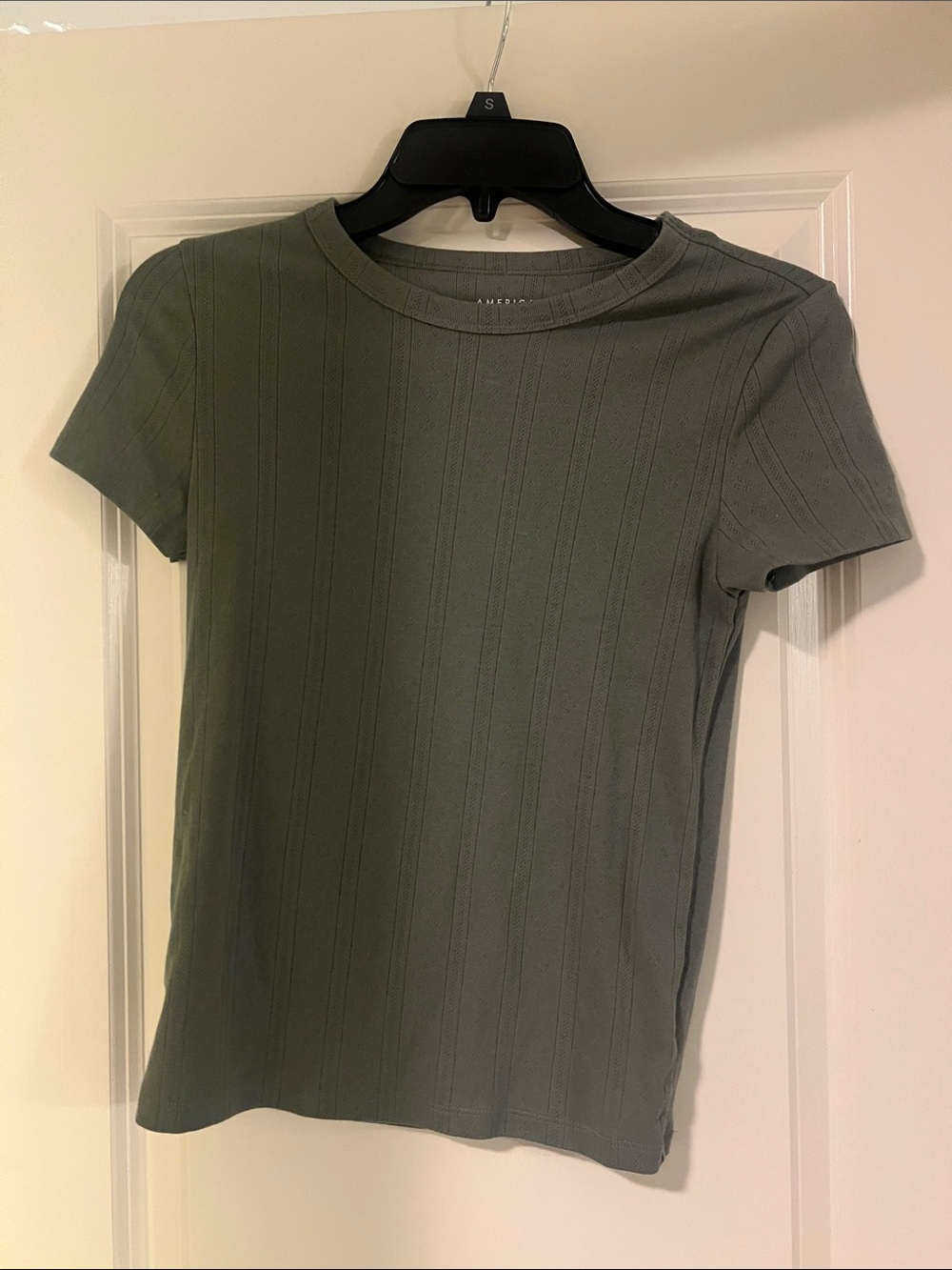 American Eagle Outfitters Olive Ribbed Short Sleeve Tee